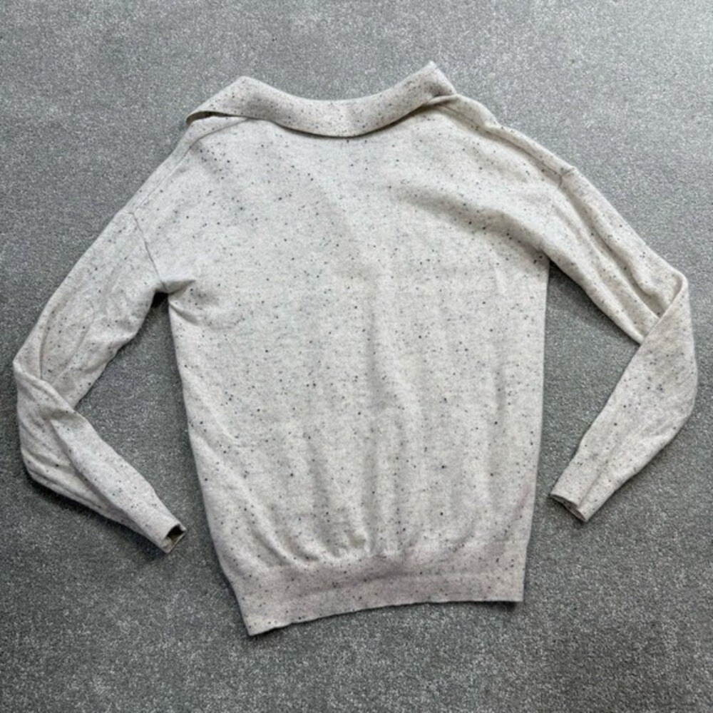 GARNET HILL Essential Cashmere Polo Sweater Cream‎ Speckled XS Oversized Donegal - Picture 8 of 14